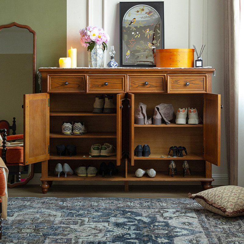 Banc de rangement pour chaussures en bois brun