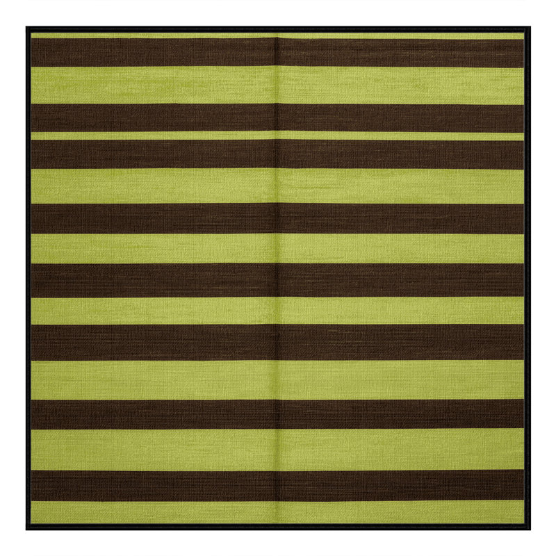 Tapis brun à rayures horizontales lavable à la machine, Carré 7 pi