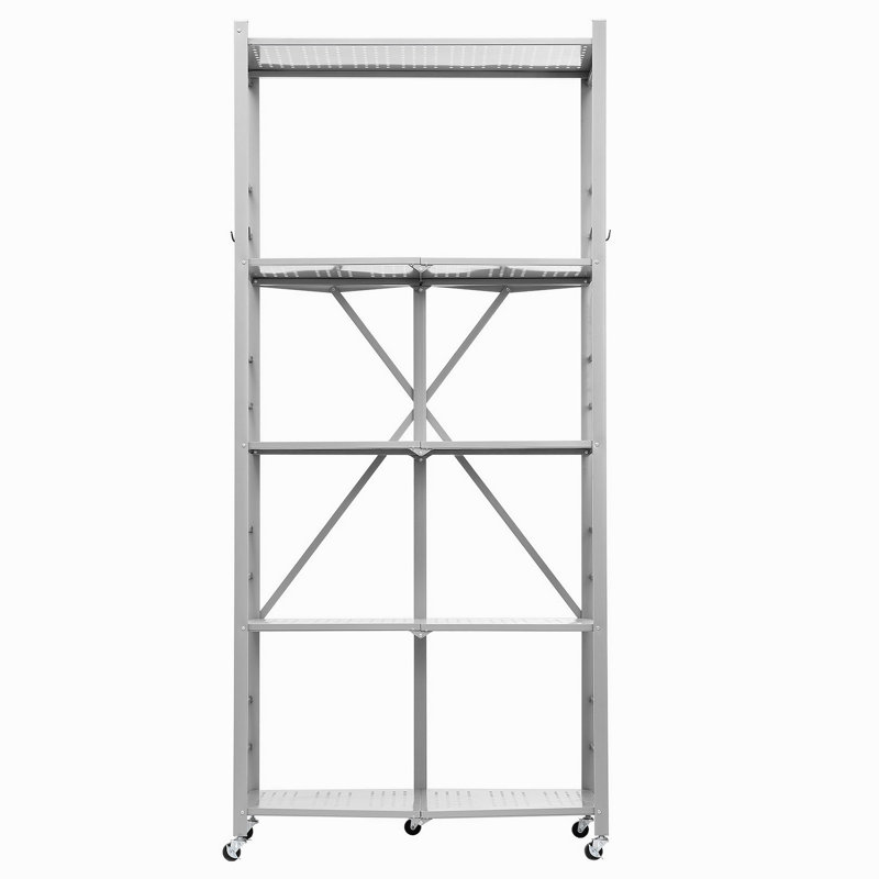 Tablette de rangement pliante avec roulettes, Gris, H 72 po x l 32 po x P 14 po