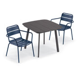 Kapri And Eiland 2 - Person Square 36" Long Powder Coated Aluminum Outdoor Dining Set