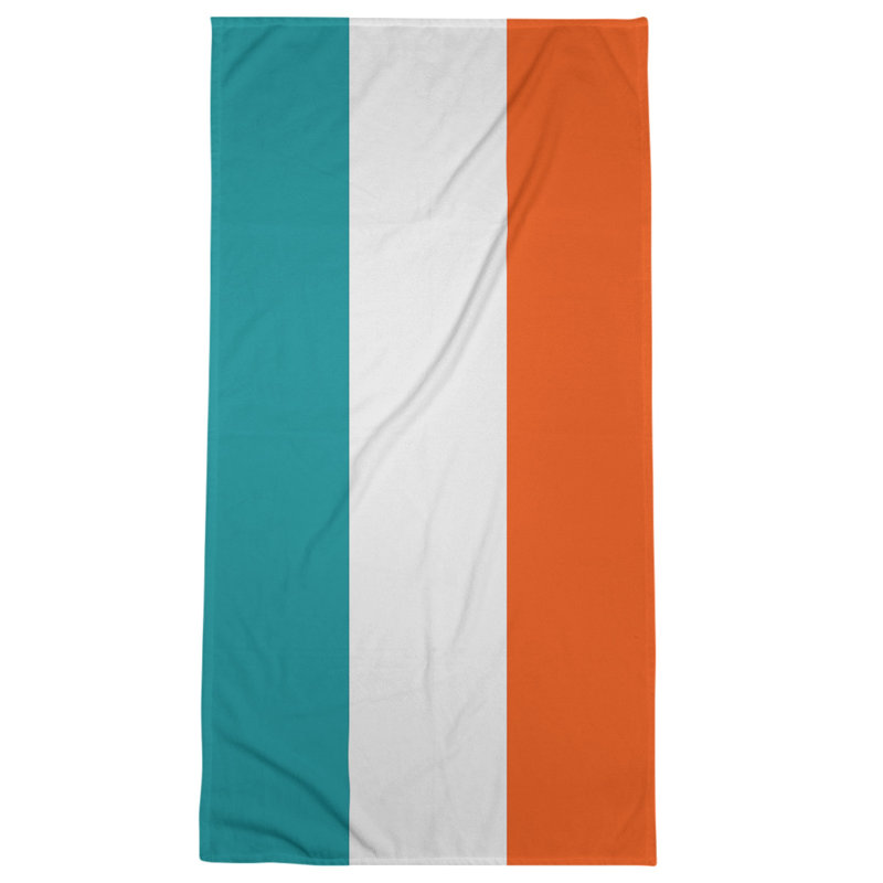 Cotton Blend Beach Towel, Light Aqua /Off White/Orange
