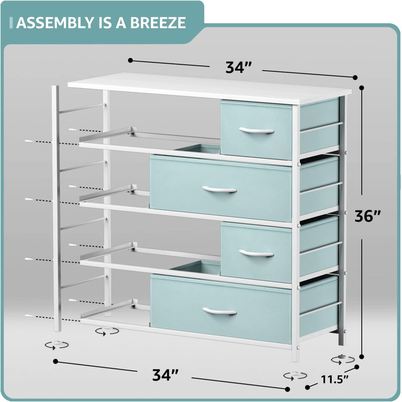 Commode 8 tiroirs - Bleu sarcelle, Turquoise