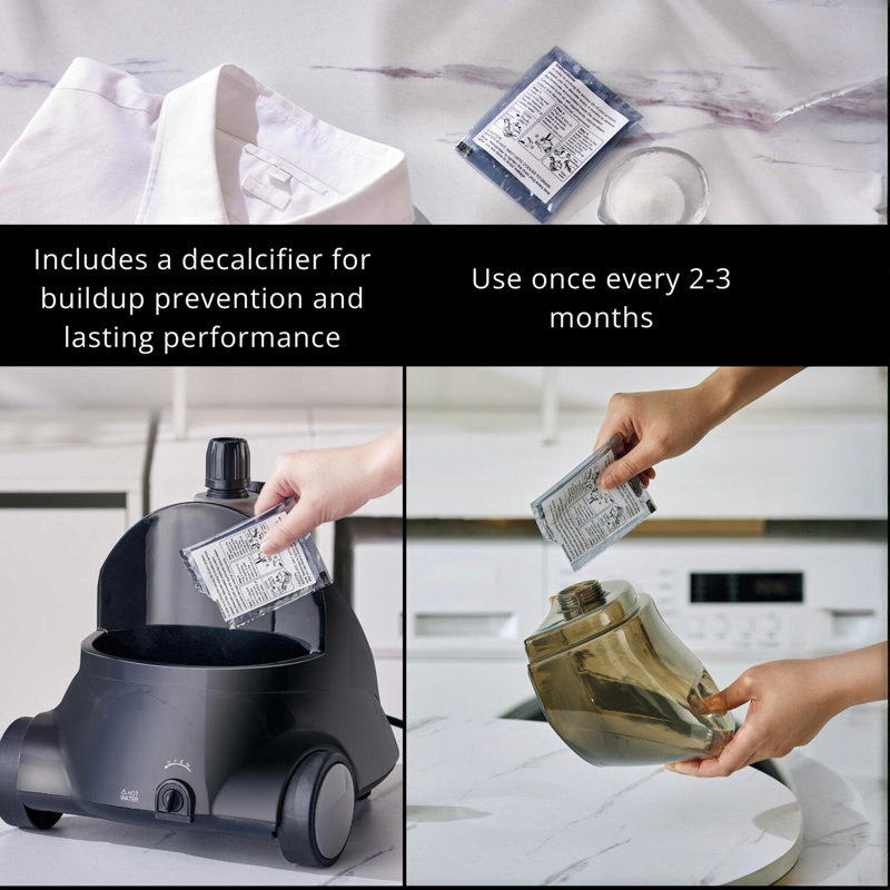 SALAV Performance Series Standing Garment Steamer with Empty Tank Alert, Auto Shut Off & Descaler Packets Included in Black
