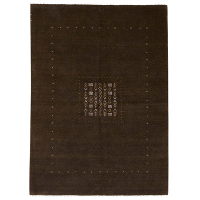 Hand Knotted Wool Area Rug in Brown