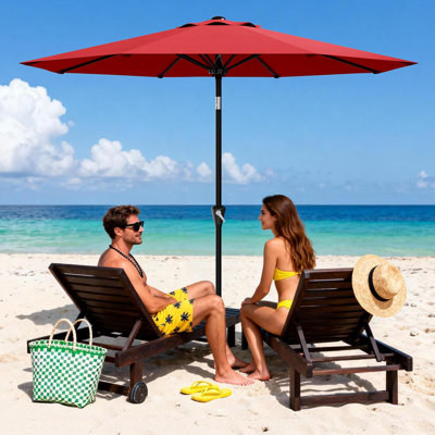 10FT Patio Umbrella - Outdoor Table Umbrella with Smooth Crank Lift, Push Button Tilt and 8 Sturdy Ribs - Market Umbrella UV Protection Waterproof for Pool, Deck, Yard, Garden