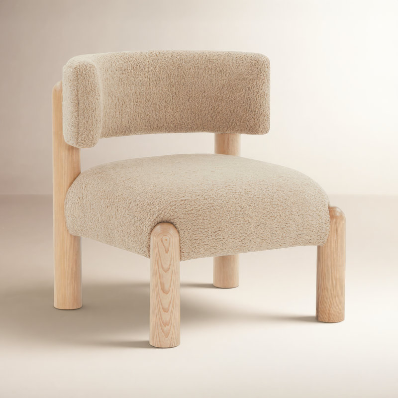 Fauteuil demi-tonneau l 25,8 po Lilou, Marron clair