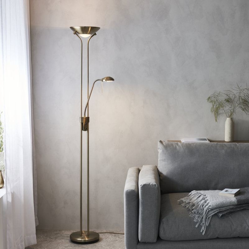 Charlie 180cm Uplighter Floor Lamp, Antique Brass