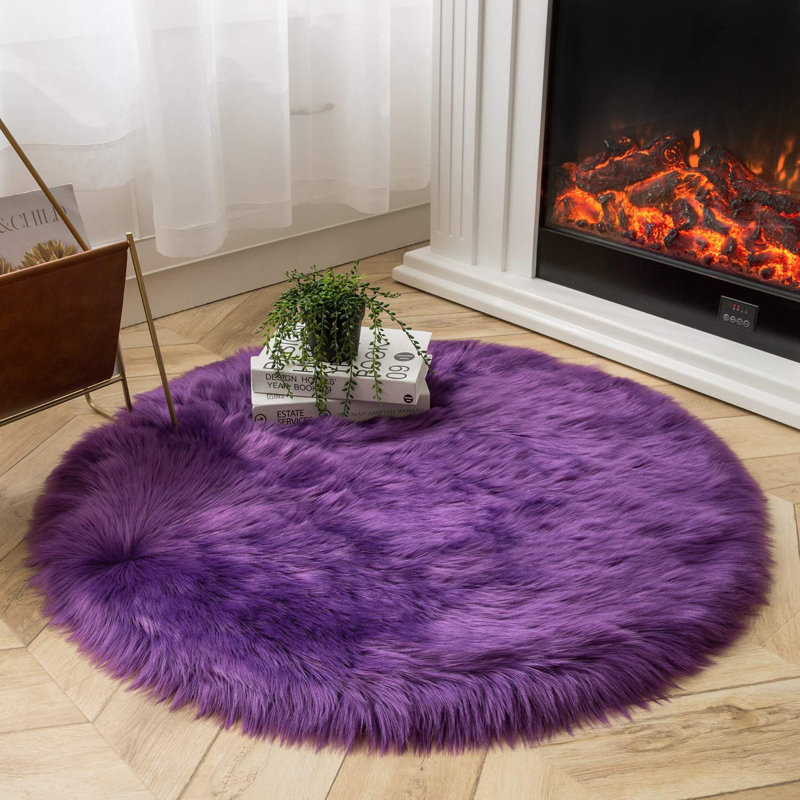 Macmahon Faux Sheepskin Indoor Rug, Round 5'