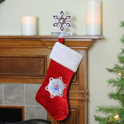 19.25" Red and White Pepsi Snowflake Embroidered Christmas Stocking