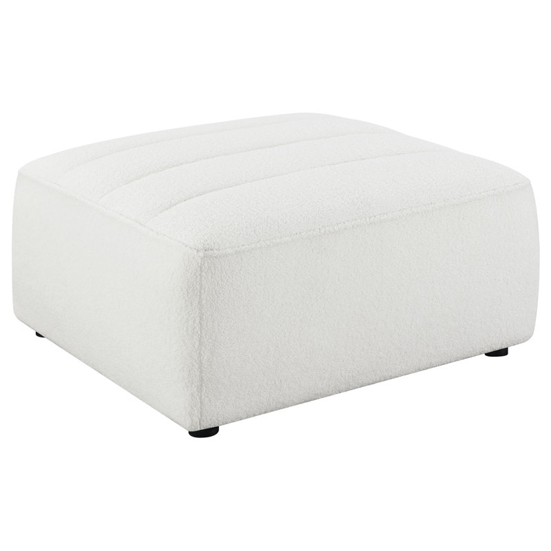 Benedic Square Upholstered Ottoman Natural, Ivory Sherpa