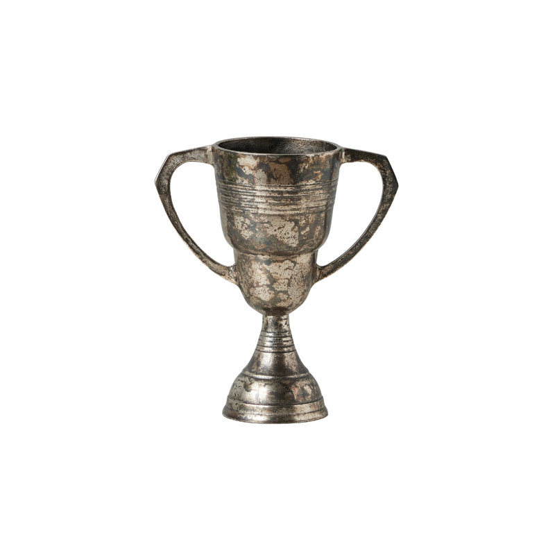 Vintage Trophy Cup - 4.2"L x 8"W x 10.2"H - Distressed Silver, Distressed Silver