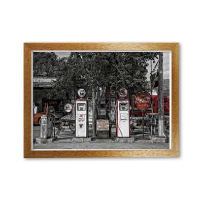 Retro Black And Red Gas Pumps - Single Picture Frame Print