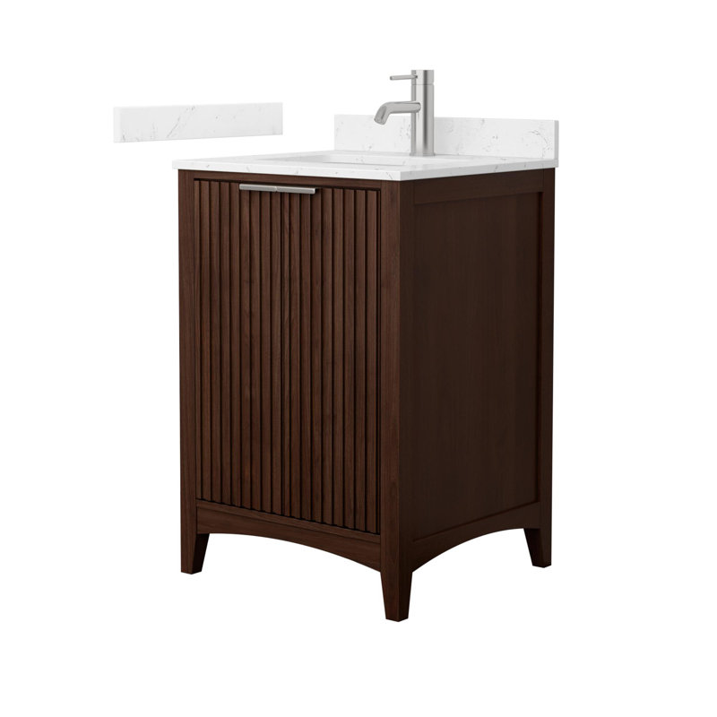 Palmilla 48" Freestanding Single Bathroom Vanity with Cultured Marble Top, Brown / Matte Black, 24", Carrara Cultured Marble