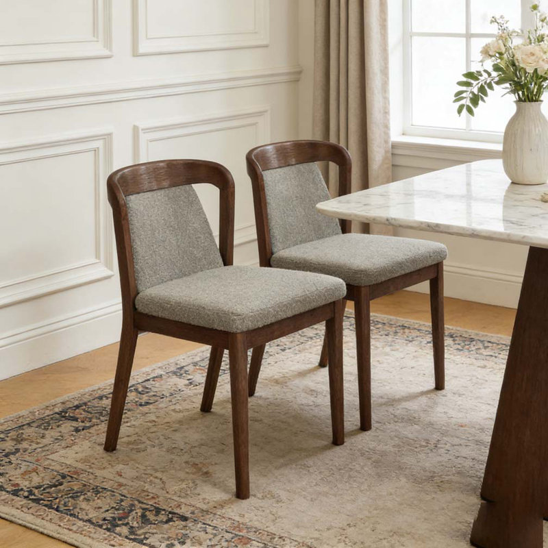 Chaises de salle à manger rembourrées sans dossier, Brun clair, noyer