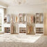 Closet System With Hanging Rods, Shoe Storage And Wood Drawers