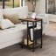 Table d'appoint en forme de C avec pochette de rangement en toile et structure en métal