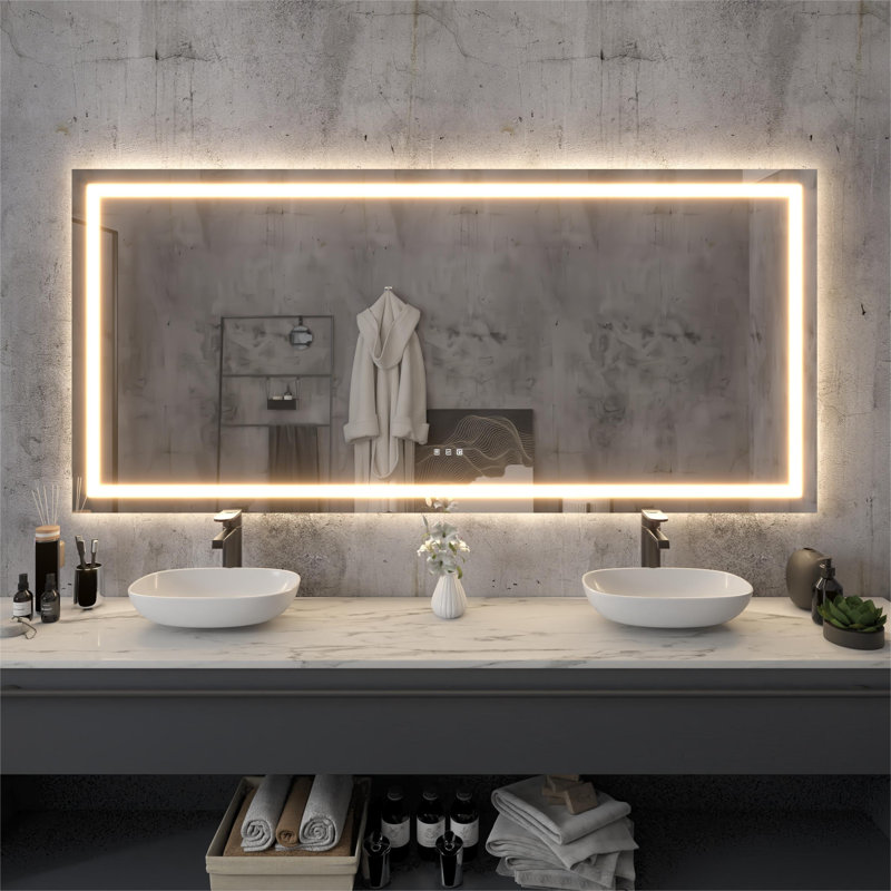 Miroir de salle de bain à DEL sans cadre , 36 po x 78 po
