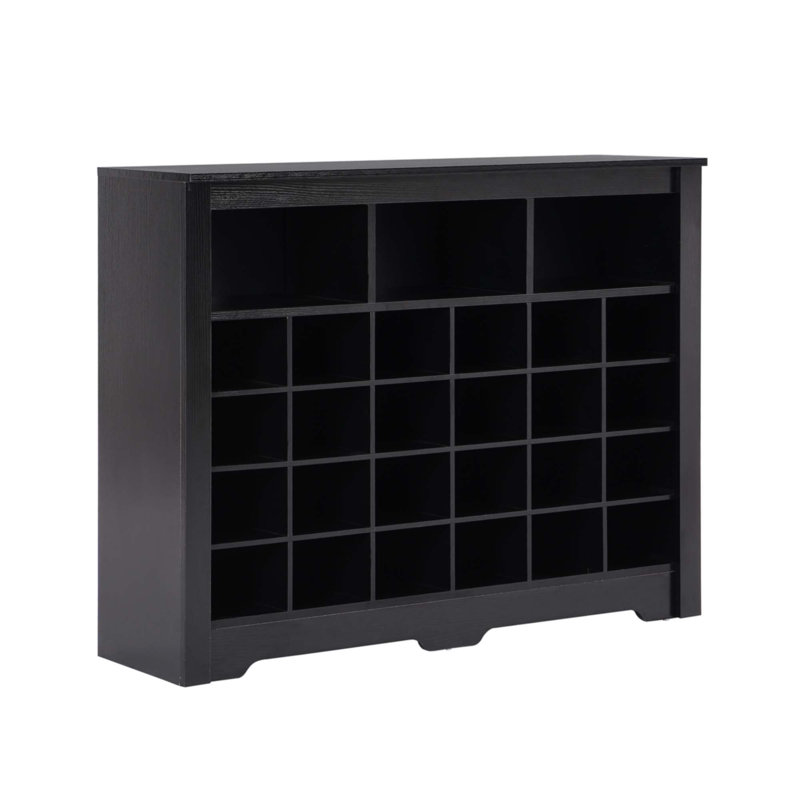Sleek Design 24 Shoe Cubby Console, Black
