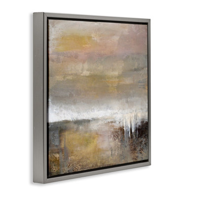Cadre flottant neutre paysage abstrait terreux, design par Karen Hale
