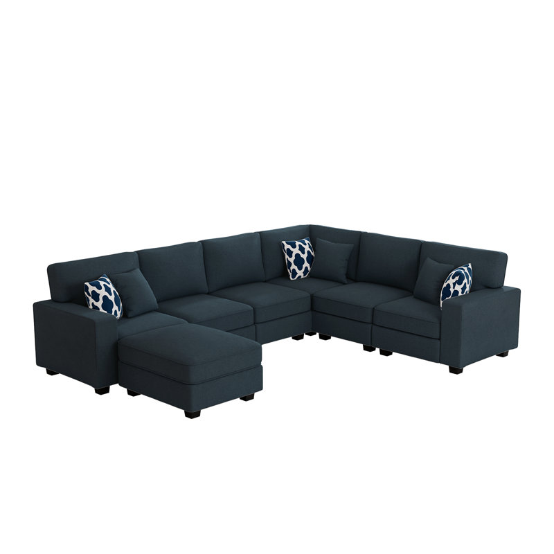 Flexible Combination Module Reversible Sectional Sofa, Charcoal Polyester Blend