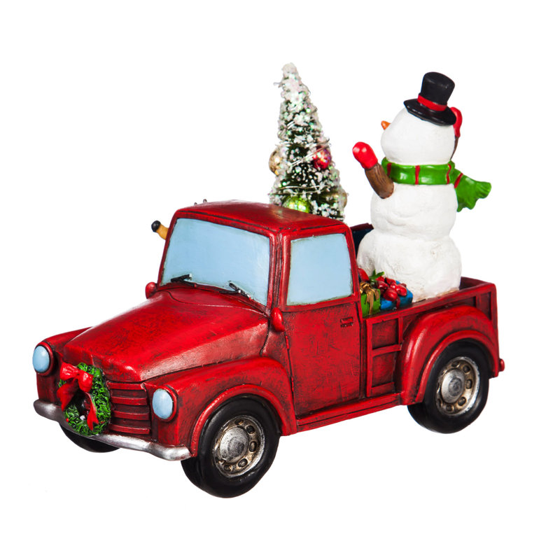 Décoration à DEL Bonhomme de neige dans une camionnette