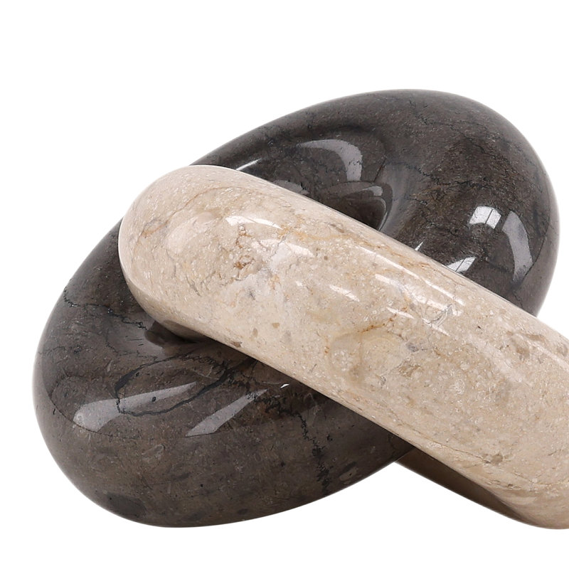 Yaelle 8" Wide Marble Chain Link Decor, Cream and Black