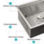Évier de cuisine encastrable 30 po x 18 po x 10 po à cuve simple encastrable en acier inoxydable calibre 16