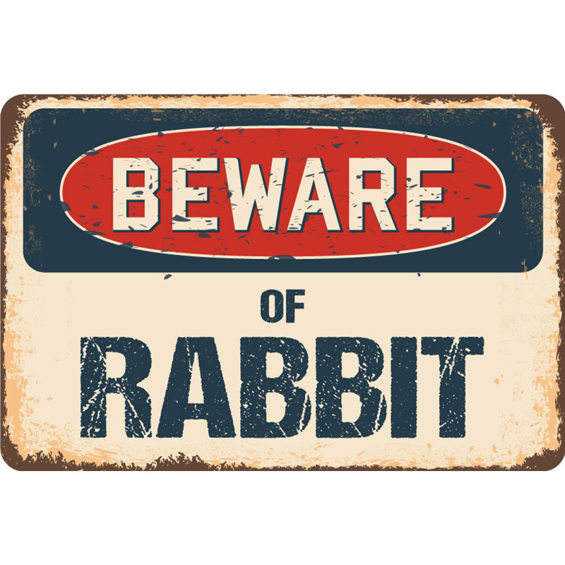 Decal-Rabbit_Beware Of Rabbit, H 10 po x l 14 po x P 0,1 po