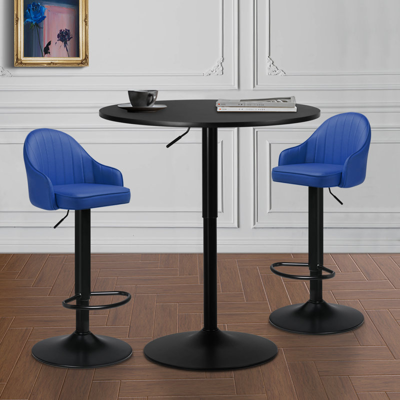 Arabellarose 2 - Person Pedestal Dining Set, Black, Blue