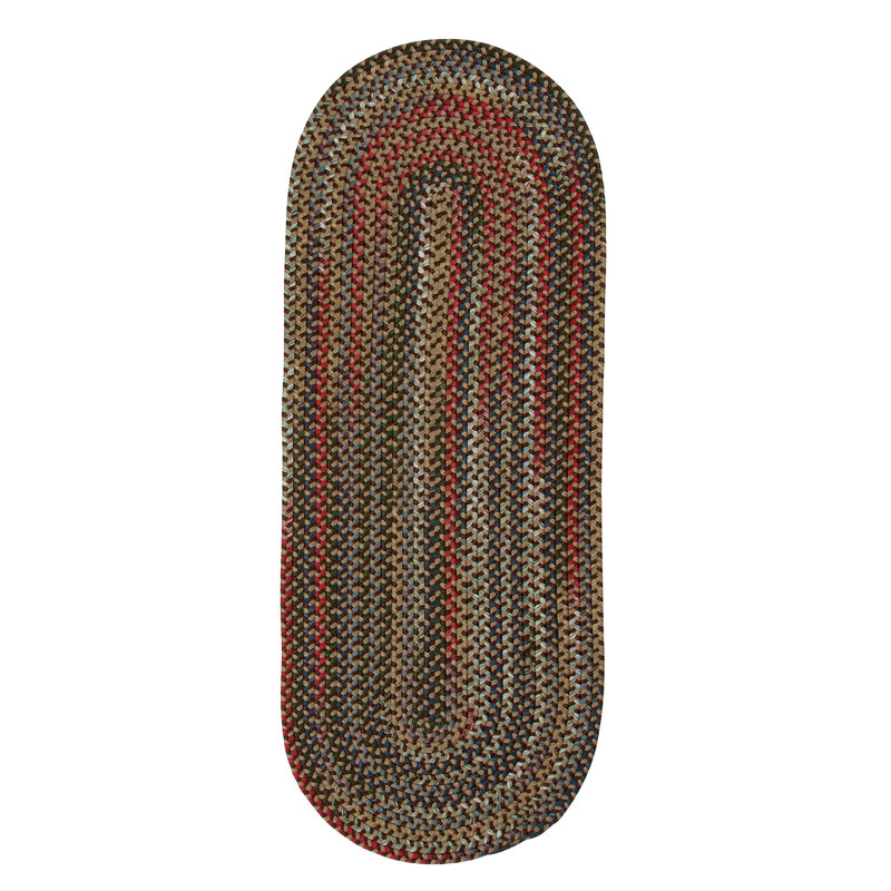 Wayland Blue and Brown Braided Wool Runner Rug
