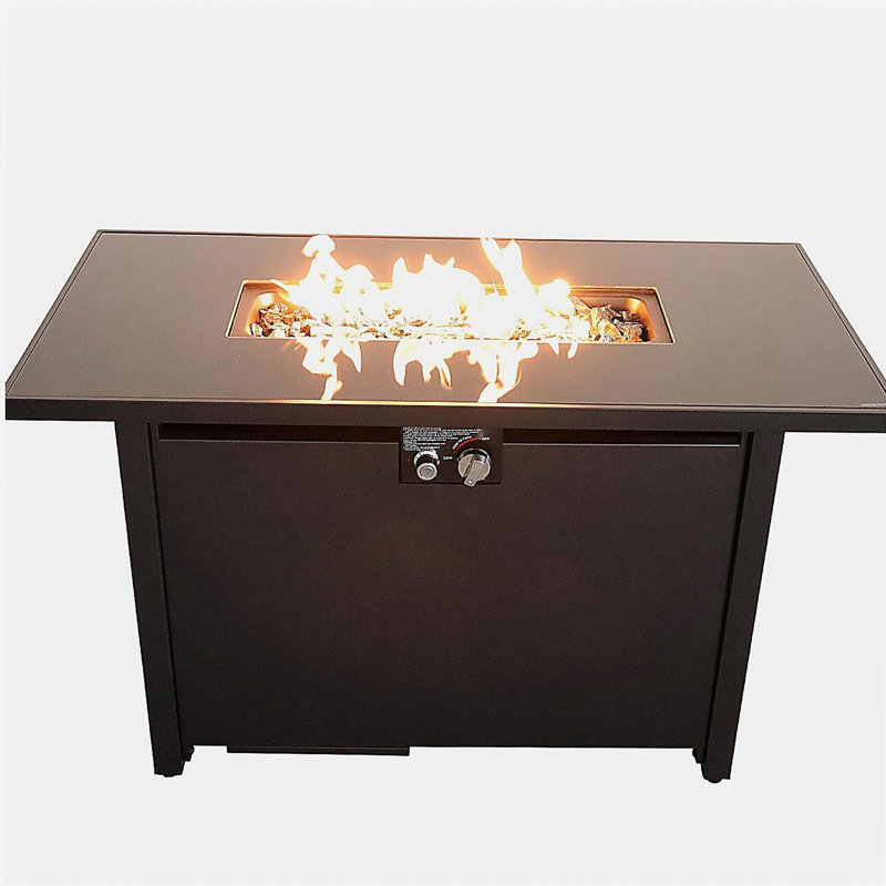 Foyer de table extérieur en acier de 25 po x l 42 po avec couvercle
