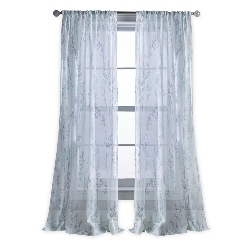 Whisper Sheer Single Curtain Panel, Aqua, 50" W x 84" L