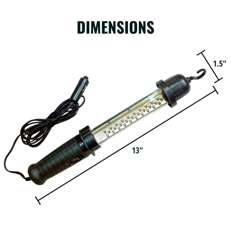 Koolatron 12V Portable Hanging LED Work Light with Cord, Black, Handsfree Lantern, Weatherproof Ultra