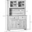 Cuisine de 63,5 po avec garde-manger, 4 tablettes, tiroirs, gris cendré, portes en verre encadrées, rangement pour comptoir à micro-ondes ouvert, tablettes et articles de cuisine