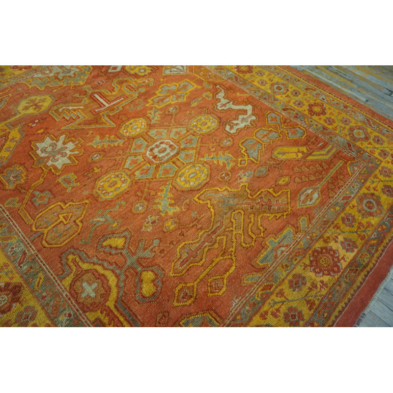Warm Decorative Antique Rustic Tribal Wool Pile Square Turkish Oushak Rug