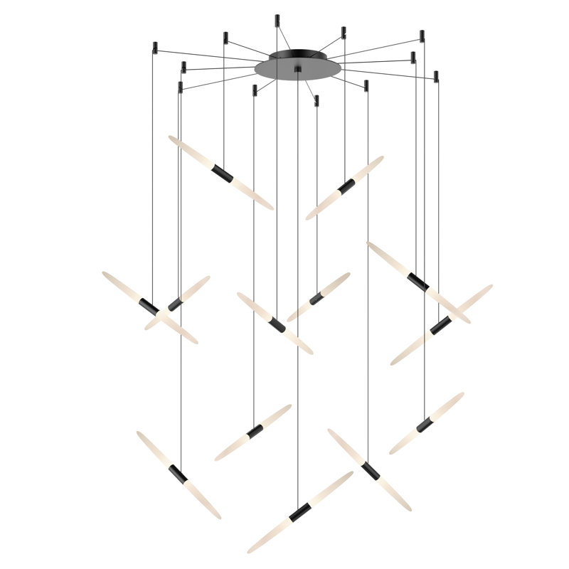 Contemporary Ballet 13-Light LED Cluster Pendant in Satin Black