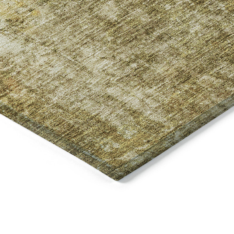 Tapis intérieur lavable abstrait beige et doré 3 pi x 5 pi