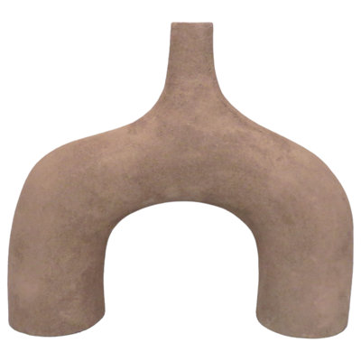 Vase Metal Aluminum Sculptural Arched Body Textured Finish For Home Office Bedroom Living Room Modern Casual Use - 13" Brown