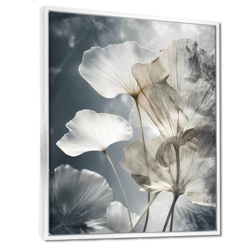 Tropical_Palm_Art_Pour_Ginkgo Art III, H 20 po x l 12 po x P 1 po, Cadre flottant blanc