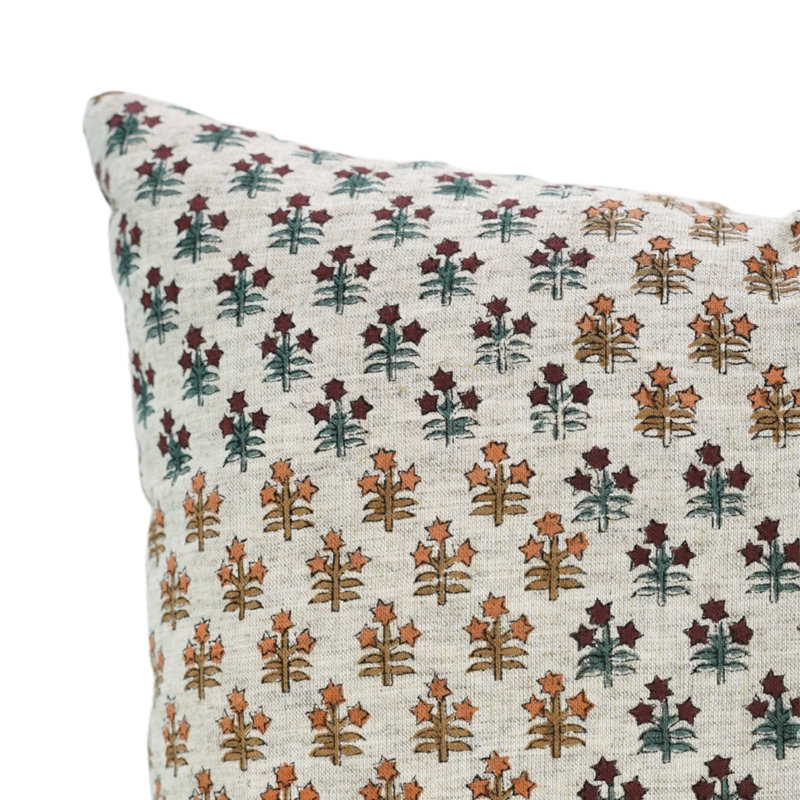 Housse de coussin en coton fabriqué à la main avec motif de blocs Fab Fabine - Kesariya, H 22 po x l 22 po