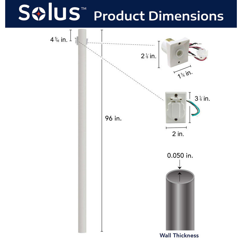 Solus 7, 8, or 10 ft. Outdoor Hardwired Direct Burial Lamp Post with Convenience Outlet and Dusk-to-Dawn Photocell Sensor