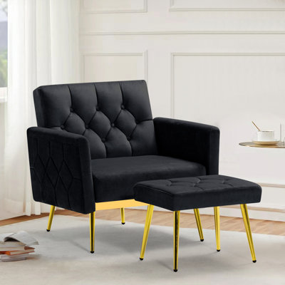 Fauteuil en velours capitonné large de 30,5 po Zianny