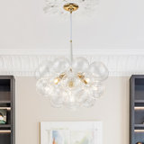 6 - Light Twisted Clear Glass Globe Chandelier