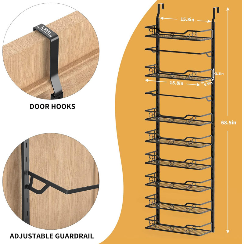 Wall Spice Rack with Adjustable Racks