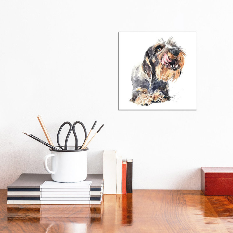 «Wirehaired Dachshund I» par EdsWatercolours - impression, Toile tendue, Pas de tapis, H 12 po x l 12 po x P 0,75 po