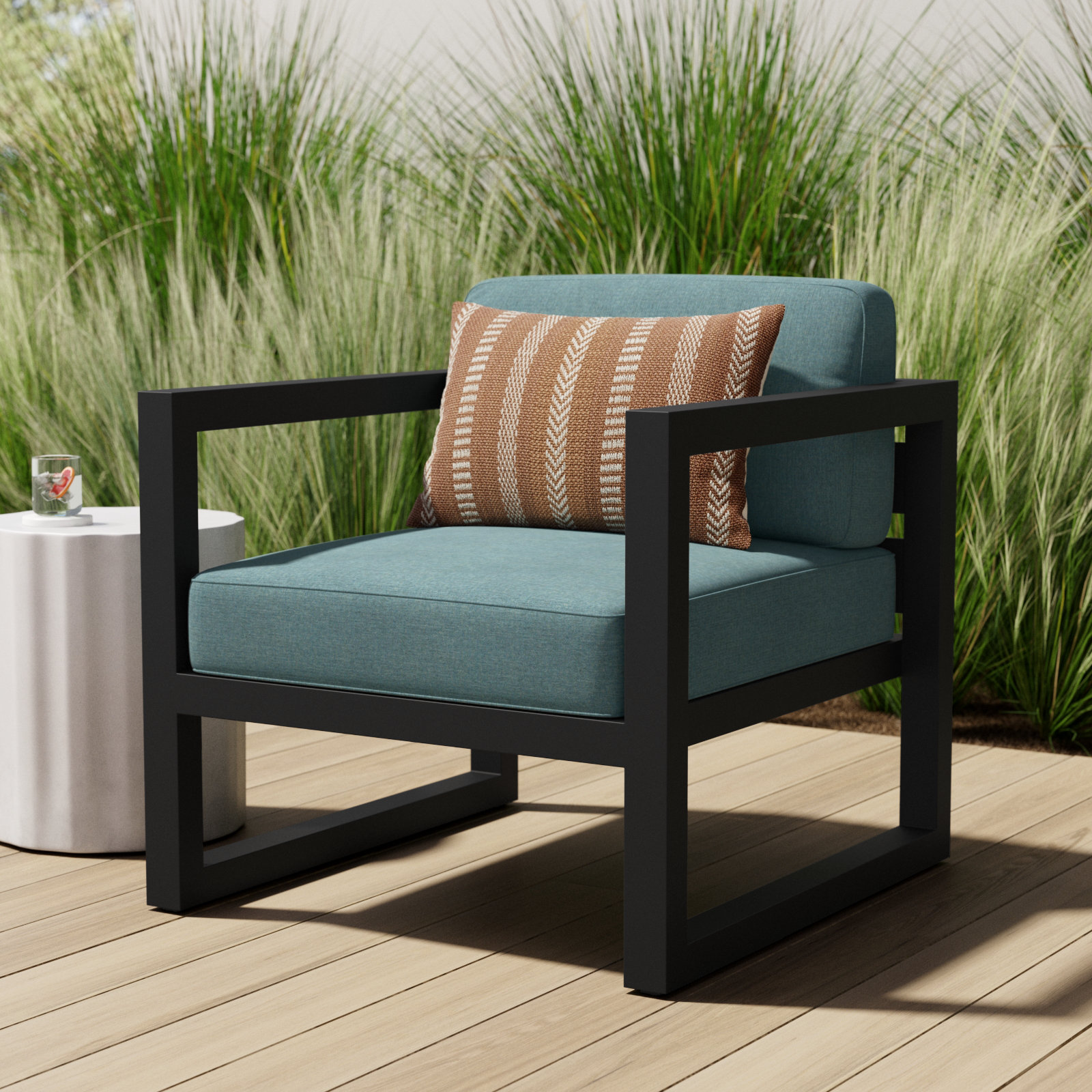 Smith Sunbrella® Patio Lounge Chair, Canvas Charcoal, Black