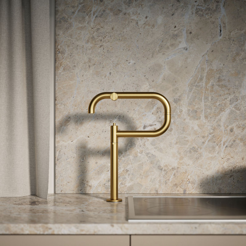 Components® Deck-Mount Pot Filler, Brushed Brass
