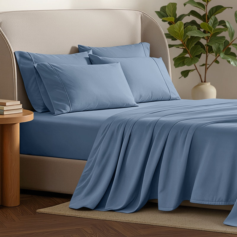 Microfiber Sheet Set with Bonus Pillowcase Set, Queen, Coronet Blue
