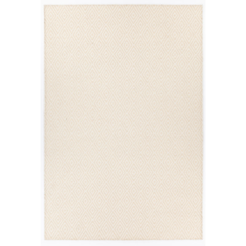 Tapis de zone ivoire fait main dhurrie Schramm, Rectangle 5 pi x 7 pi 6 po