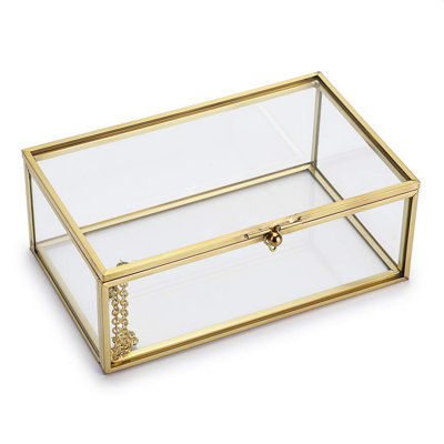 Glass Rectangle Jewelry Display Organizer Box
